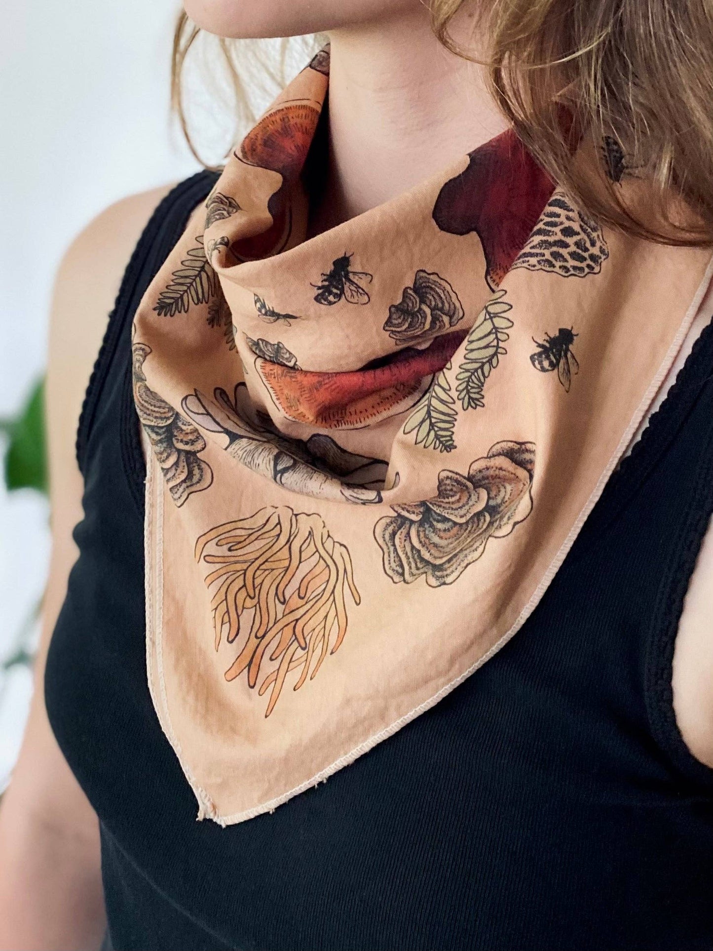 Bandana | Mushroom Mandala: Tea-dyed