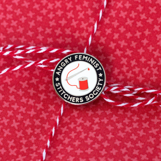 Angry Feminist Stitchers Society Enamel Pin