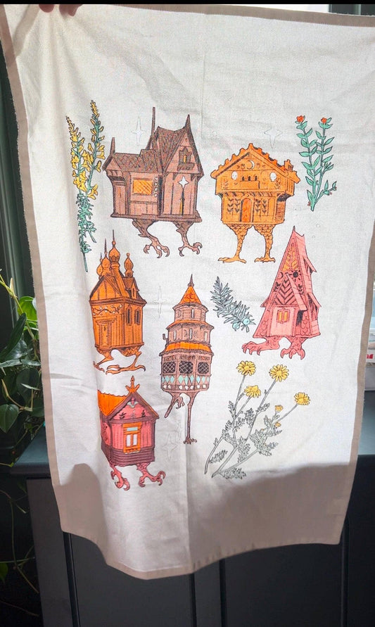 Baba Yaga Houses Cotton Tea Towel