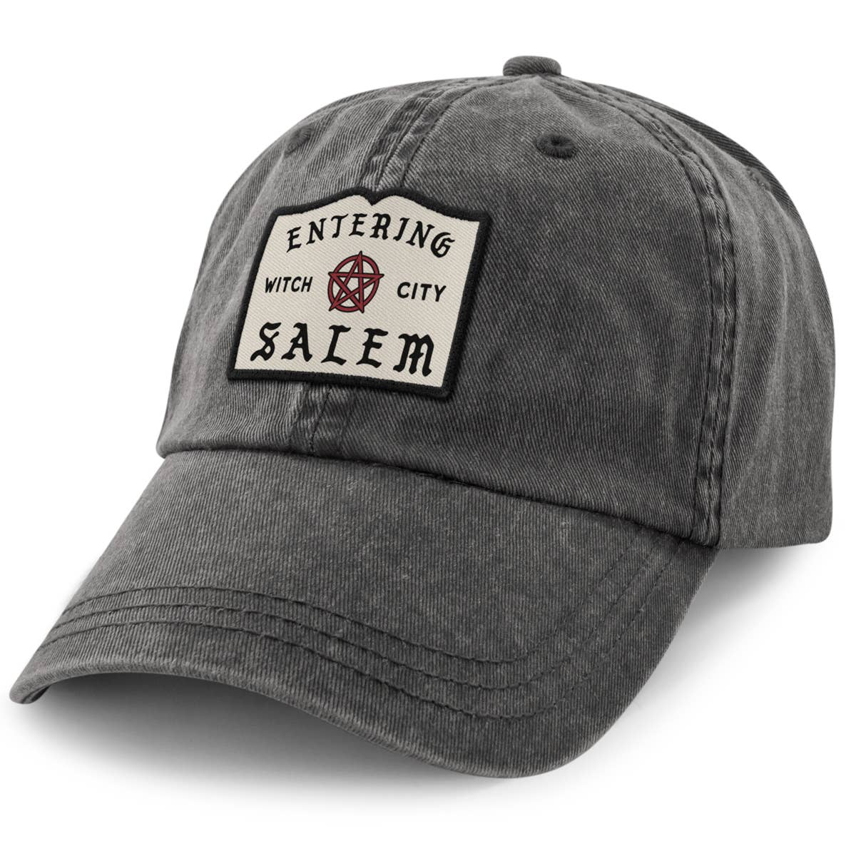 Entering Salem Washed Baseball Hat in Dark Green