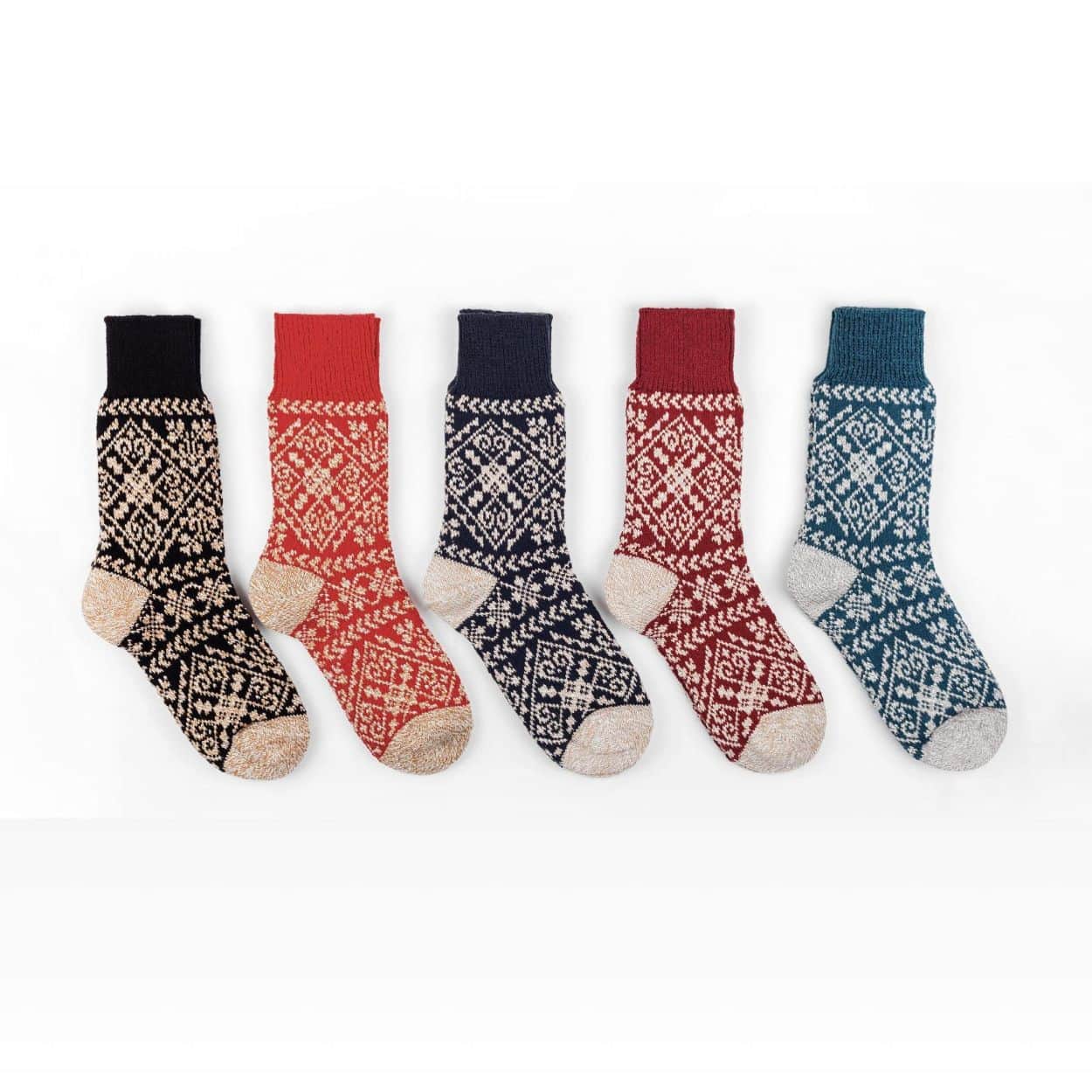 Nordic Zelta Socks in Black, Amber, Navy, Crimson or Teal - Unisex: Large