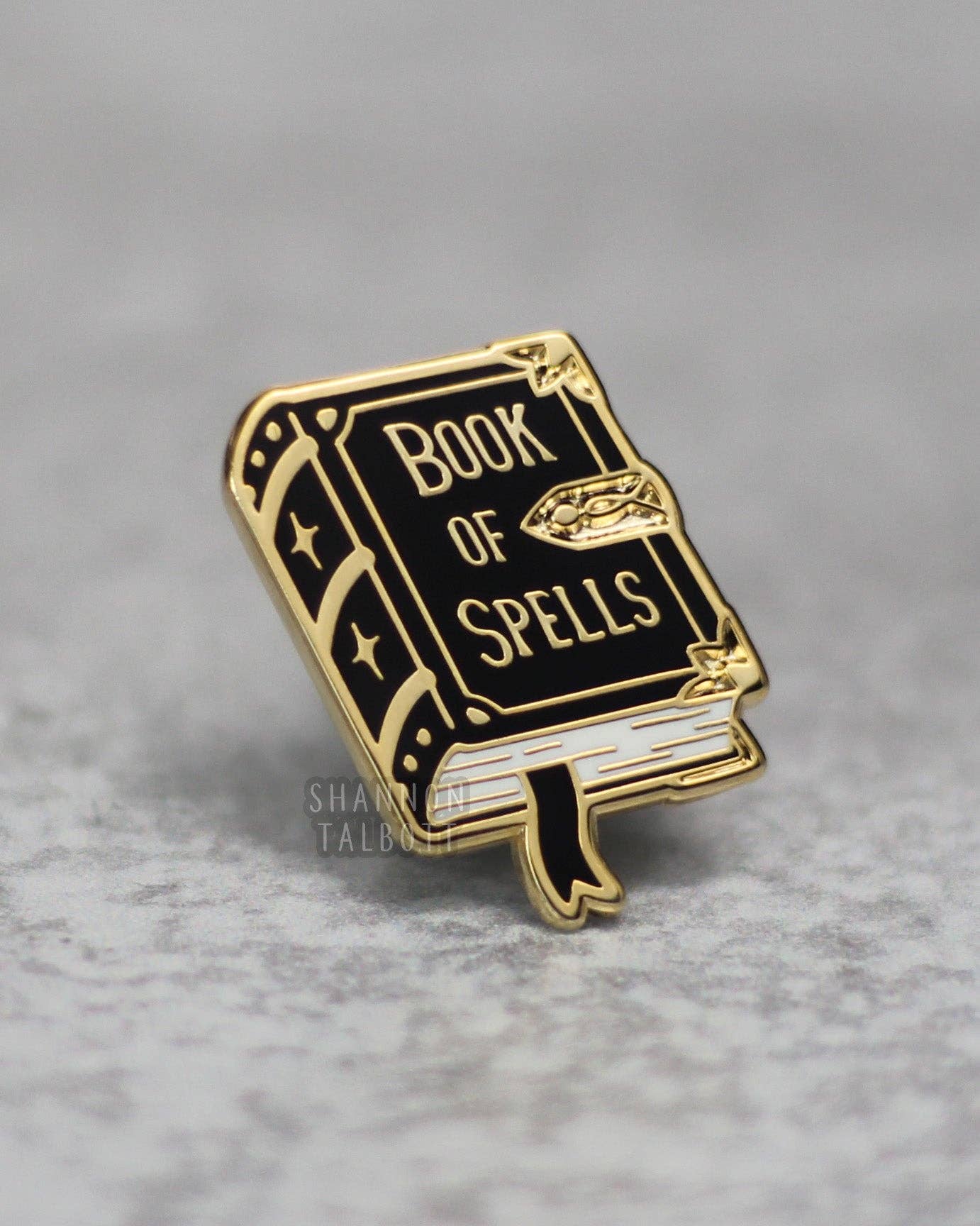 Book of Spells Witchy Spellbook Enamel Pin - Gold