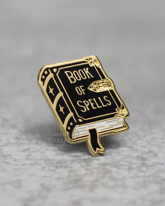 Book of Spells Witchy Spellbook Enamel Pin - Gold