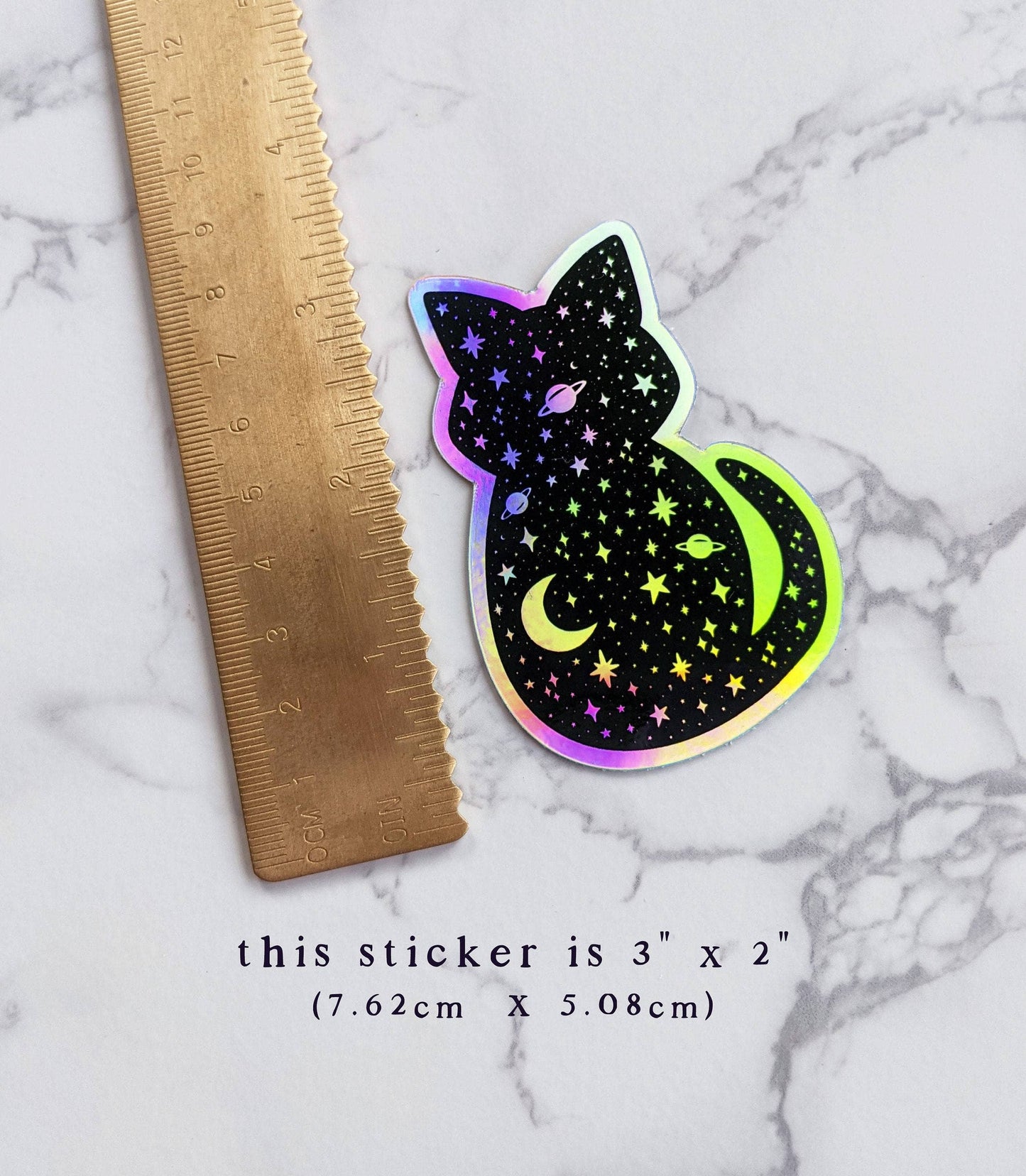 Celestial Cat Sticker for Water Bottle Cat Bumper Sticker