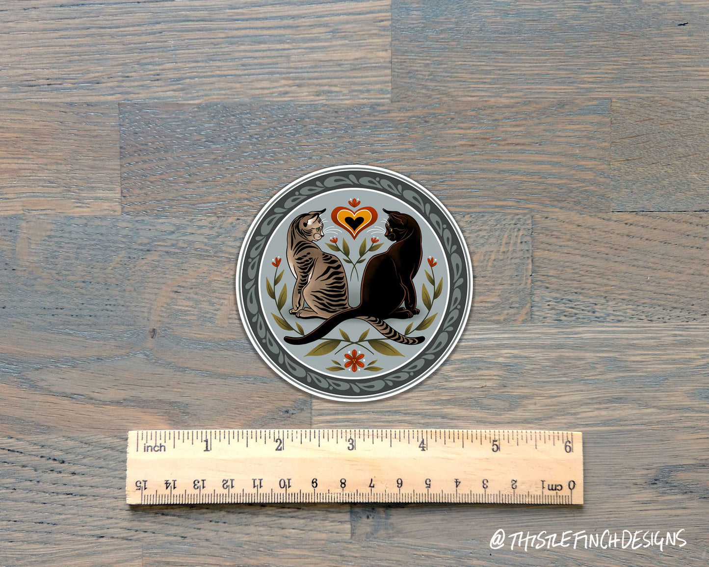 House Cat Hex Sign PA Dutch Vinyl Sticker