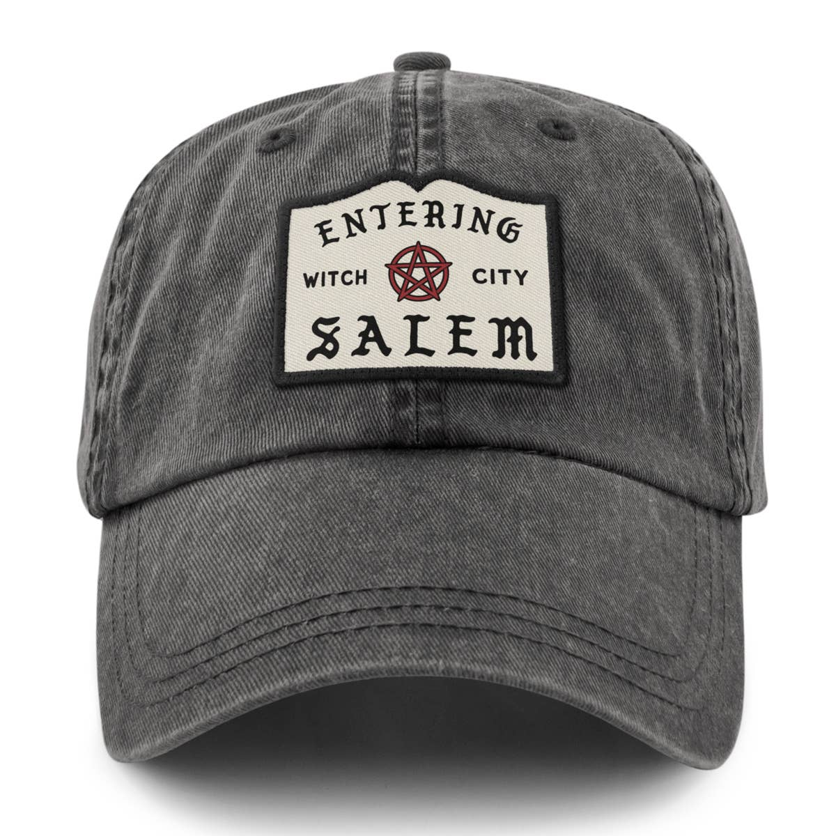 Entering Salem Washed Baseball Hat in Dark Green