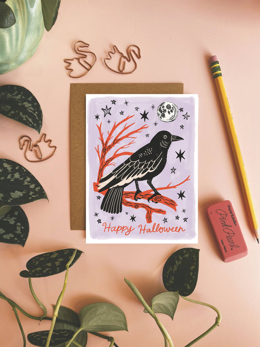 Happy Halloween Card - Raven Notecard