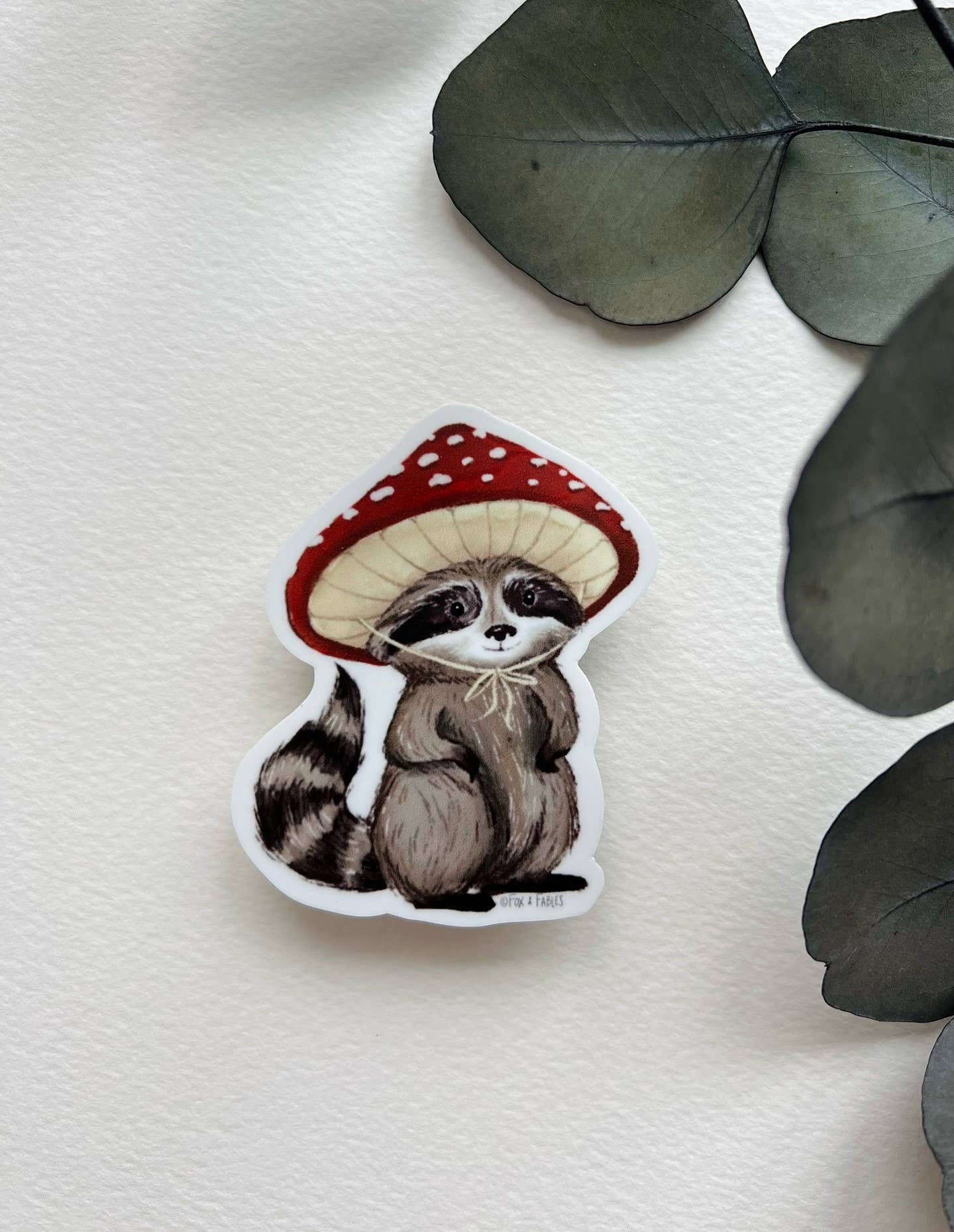 Vinyl Sticker - Raccoon Mushroom Cap