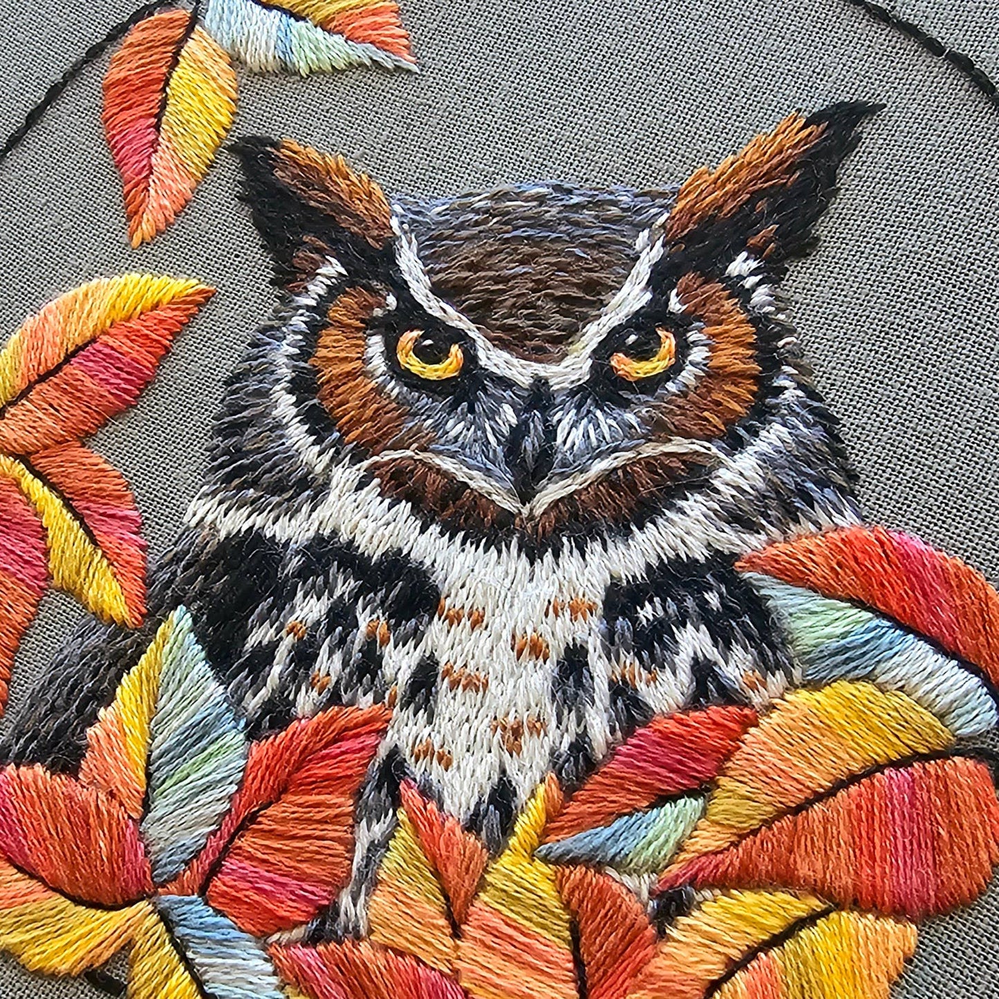 Great Horned Owl Embroidery Kit