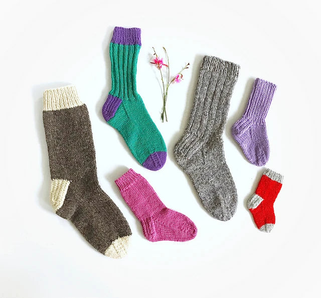 #29 Classic Socks- baby, child & adult socks knitting pattern - Yankee Knitter Designs