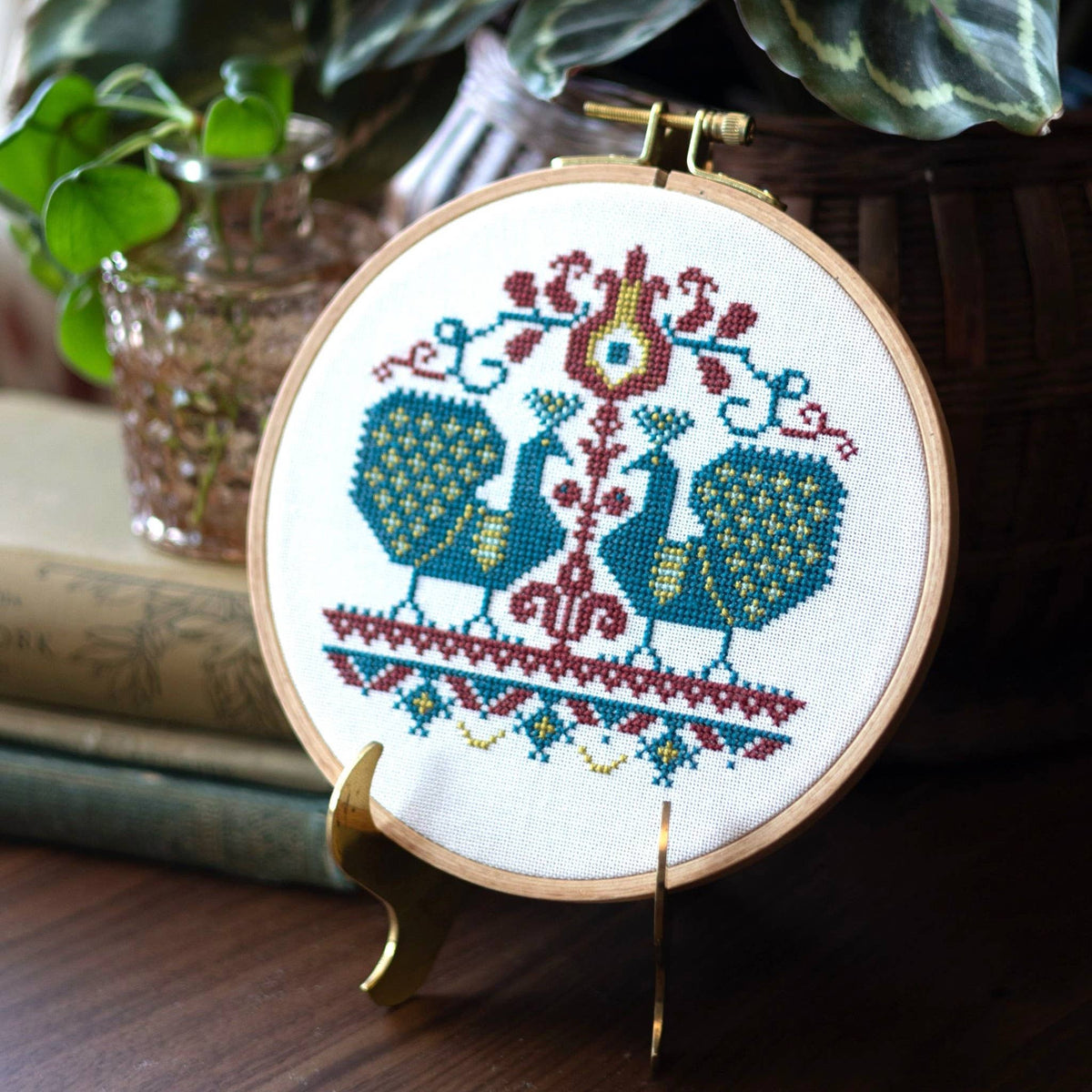 Vlachernai Peacocks Cross Stitch Hoop Kit