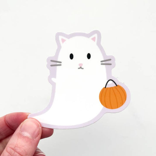 Ghost Cat Pumpkin Sticker