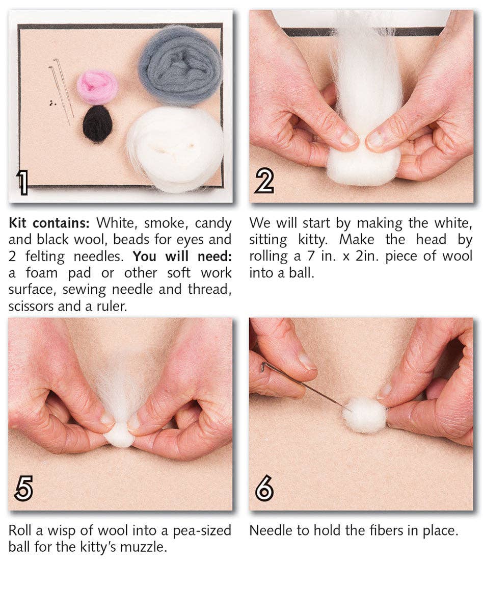 Kitties Needle Felting Kit (Easy)