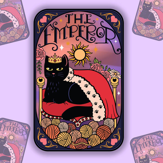 Cat The Emperor Tarot Card Sticker