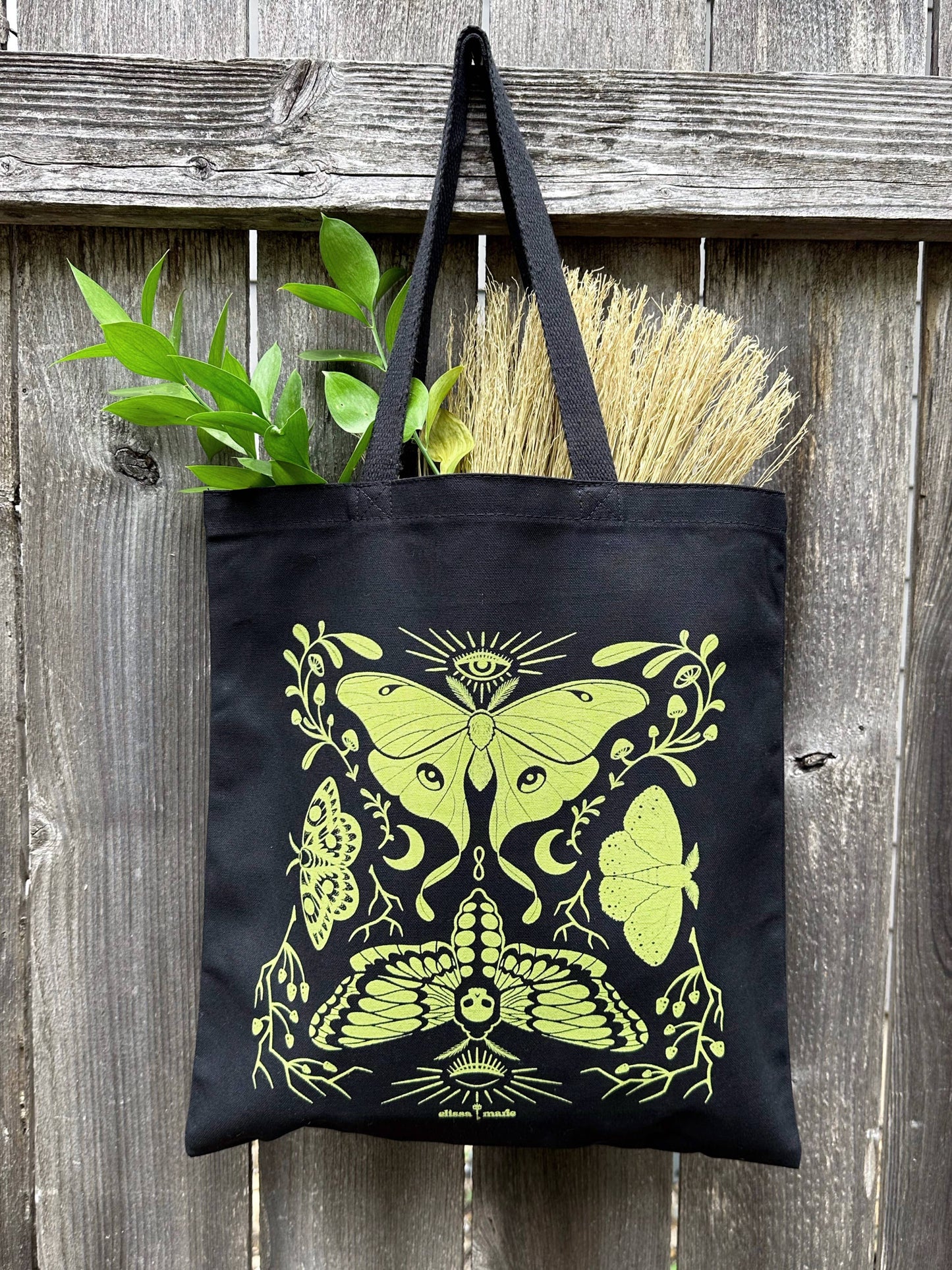 Moth-er Nature Tote Bag | moths | mushrooms | moon