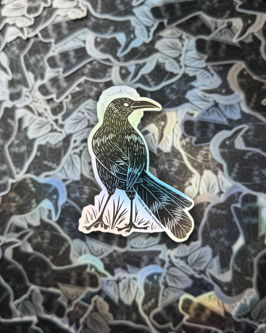 Blackbird Holo Sticker | grackle | birds | witchy | crow