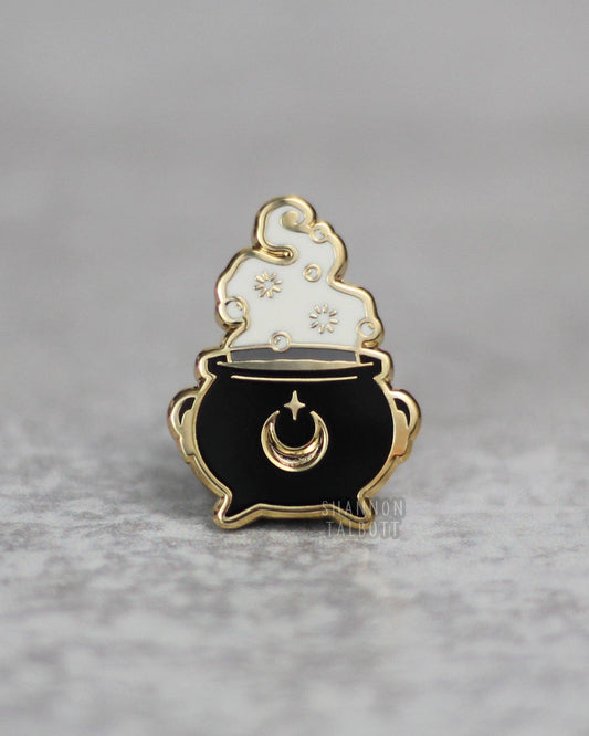 Witchy Cauldron Enamel Pin - Gold