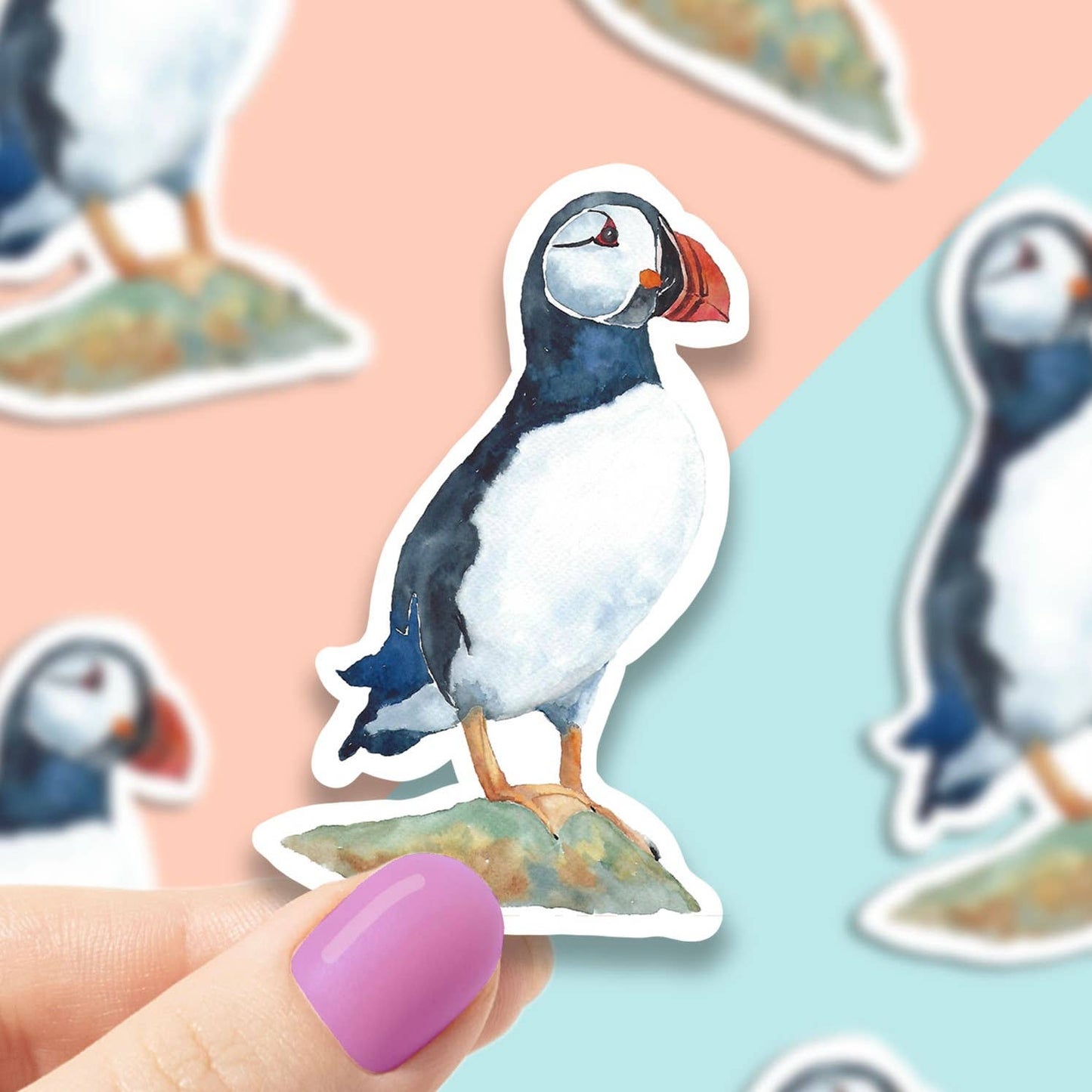 Watercolor Puffin Vinyl Sticker