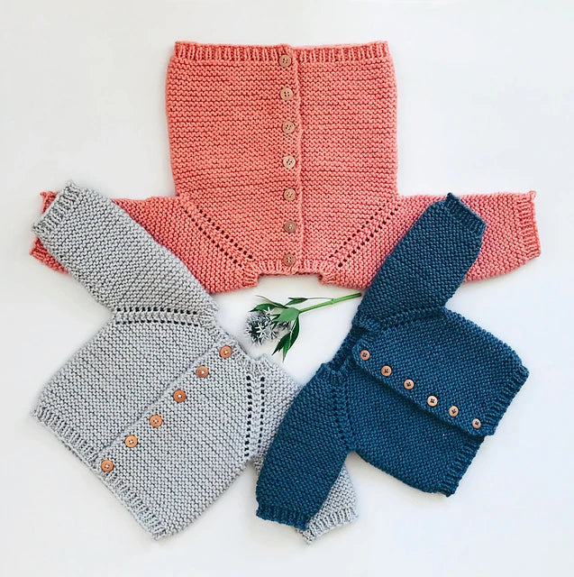 #32 Etta Cardigan- baby & child's top down sweater knitting pattern - Yankee Knitter Designs