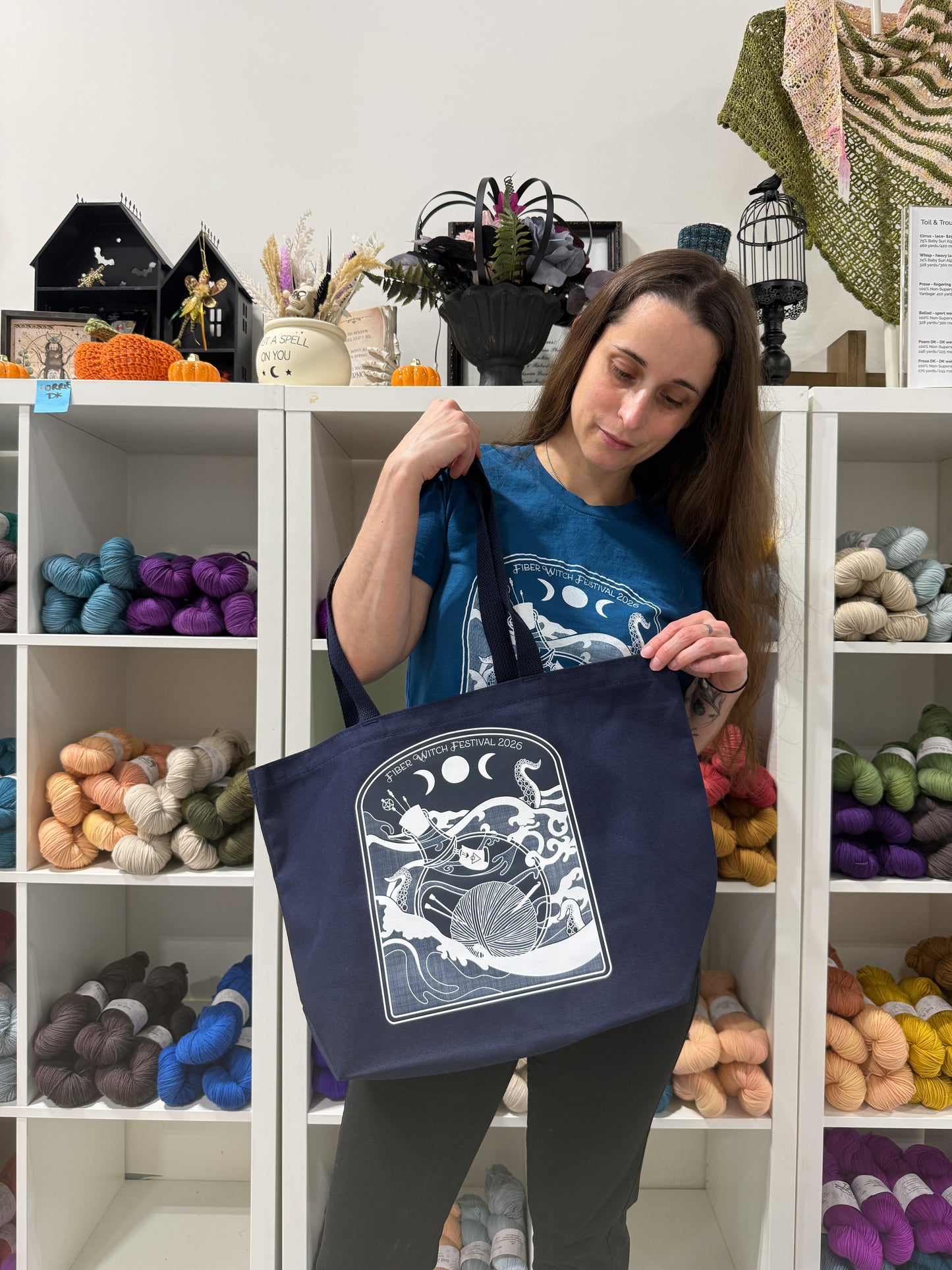 Exclusive 2026 Fiber Witch Festival Market Tote with Pocket