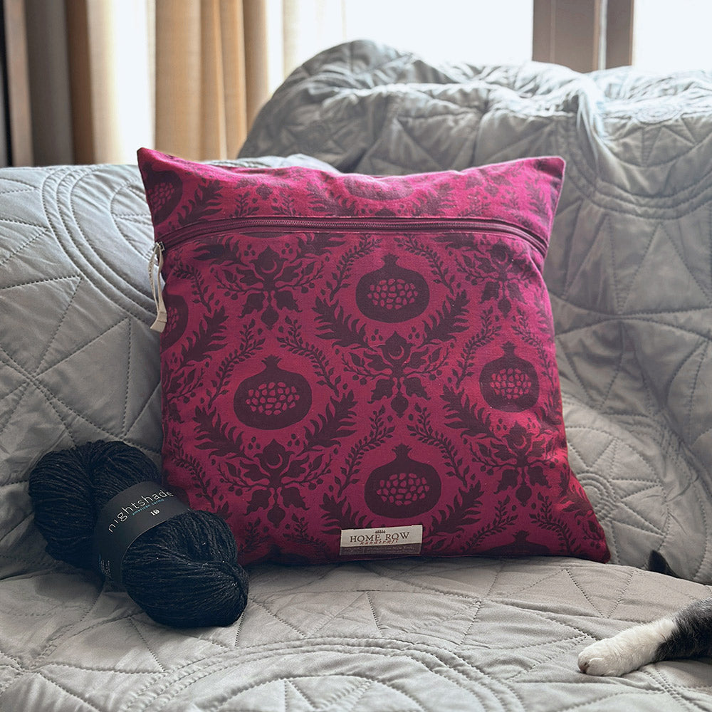 Pillow Project Bag - Persephone Pomegranate Damask