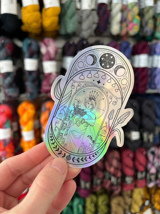 Holographic 2025 Fiber Witch Festival Sticker - The Coronation of Persephone