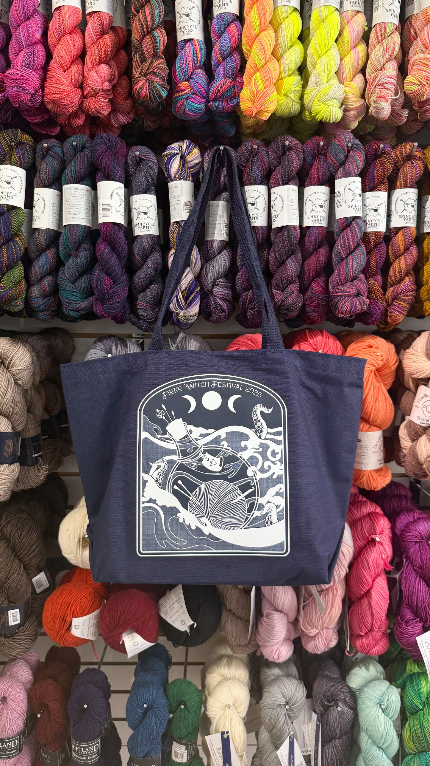Exclusive 2026 Fiber Witch Festival Market Tote with Pocket