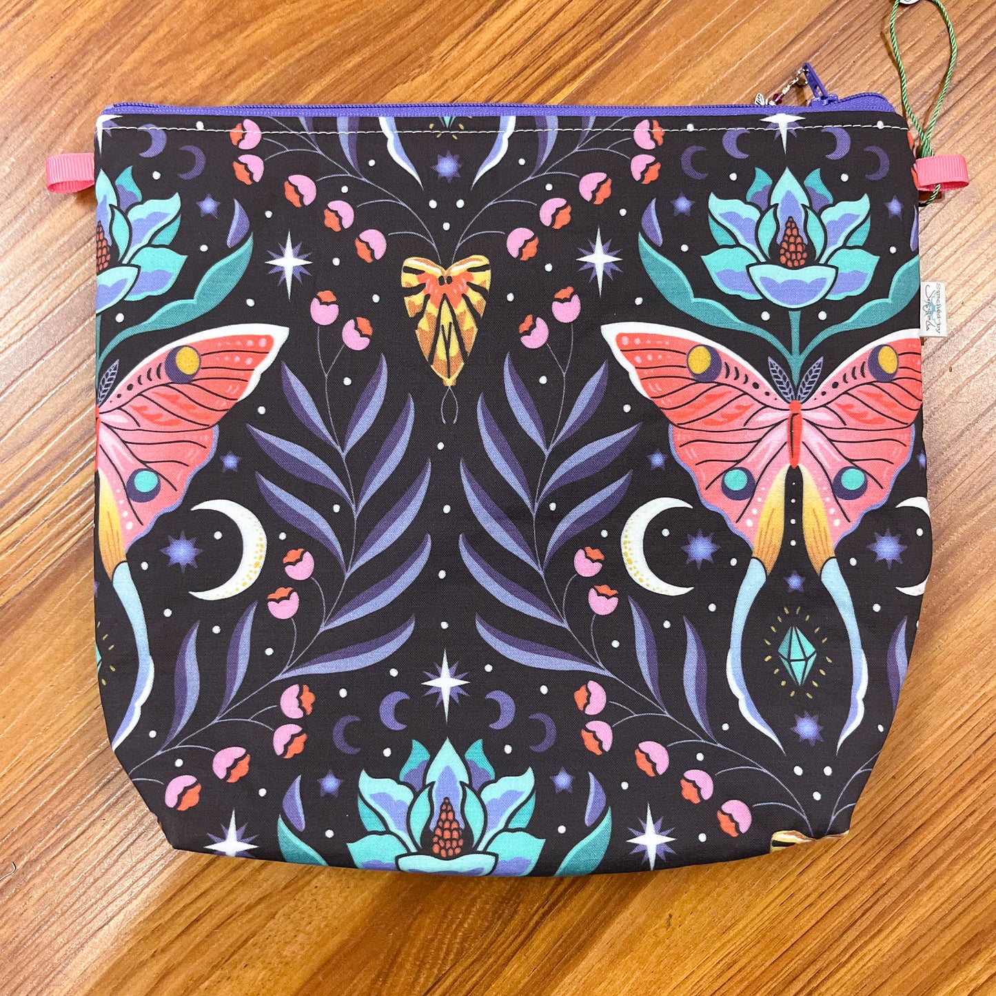 Moon Phase Luna Moths Tall Wedge Project Bag by JessaLu