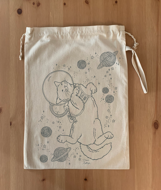 Space Cat Project Bag by Dawn Kathryn Studio