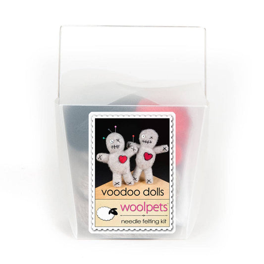 Woolpets Voodoo Dolls with Hearts and Pins Needle Felting Kit in a takeout style box