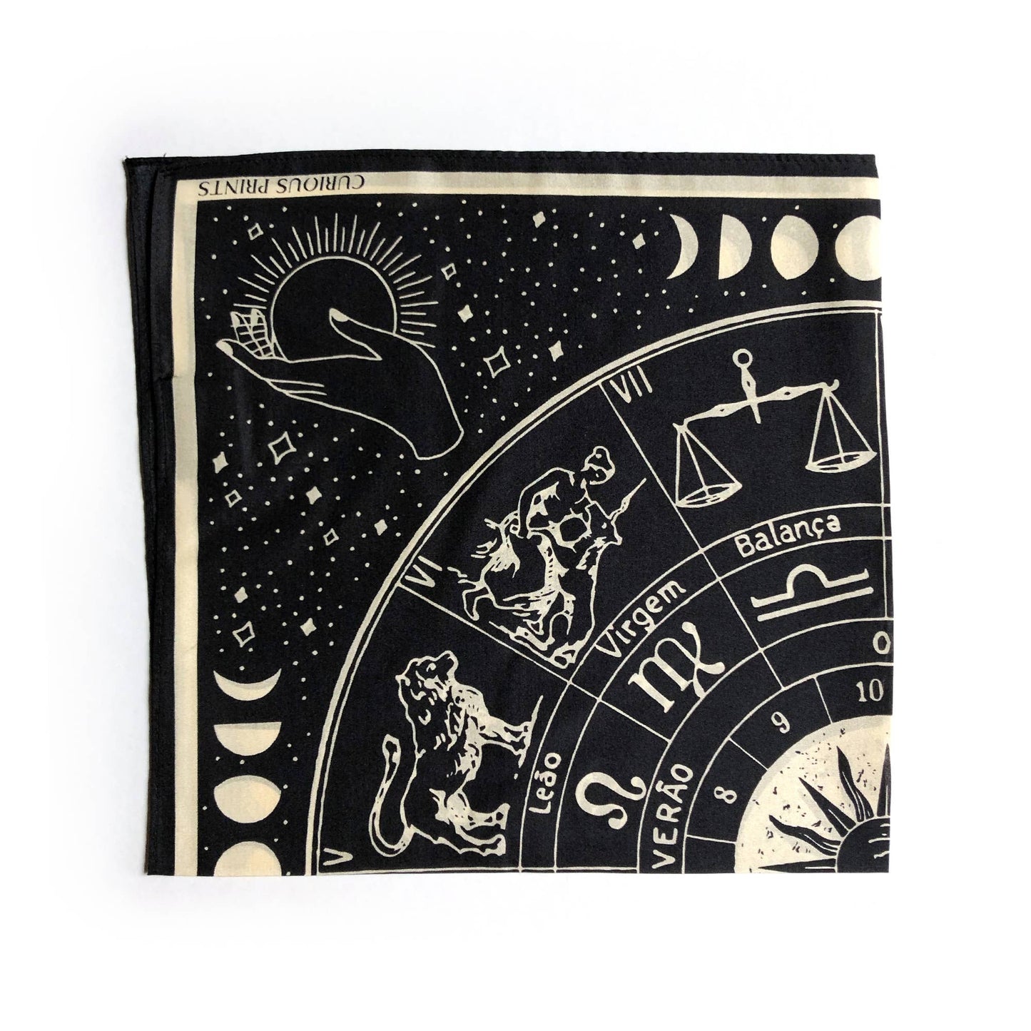 100% Silk Scarf Zodiac Signs Astrology Bandana Tapestry: 17" x 17"