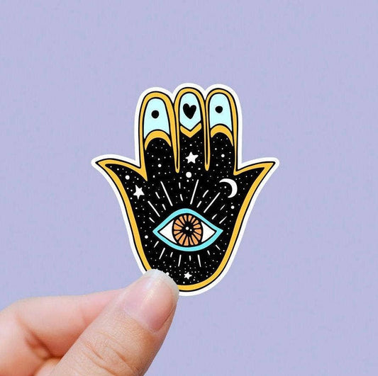 Galaxy Hamsa Hand Vinyl Sticker: Die Cut Unpackaged