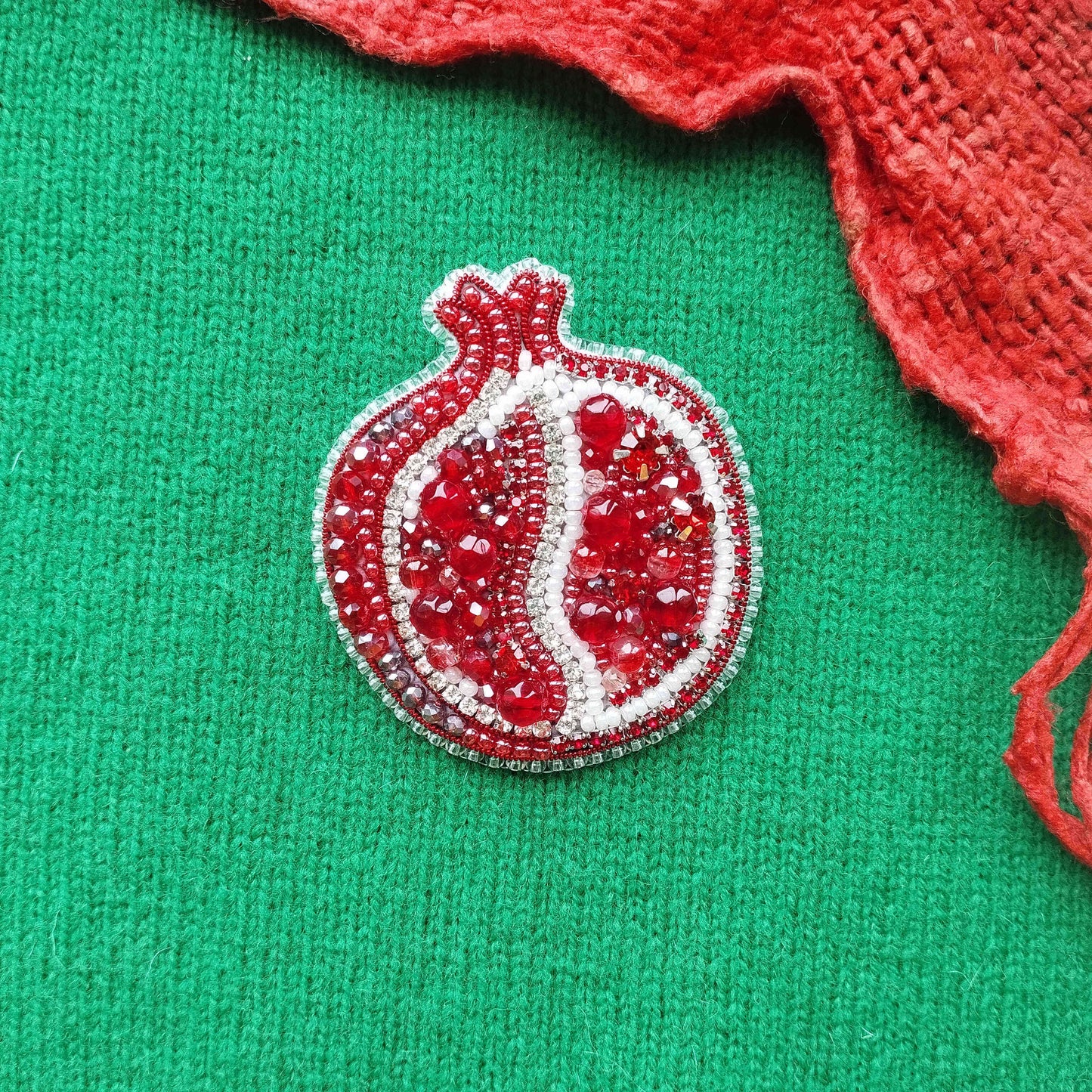 Pomegranate Brooch Kit: DIY Seed Bead Embroidery