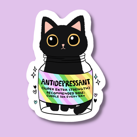 Antidepressant Prescription: Cat Cuddles Sticker