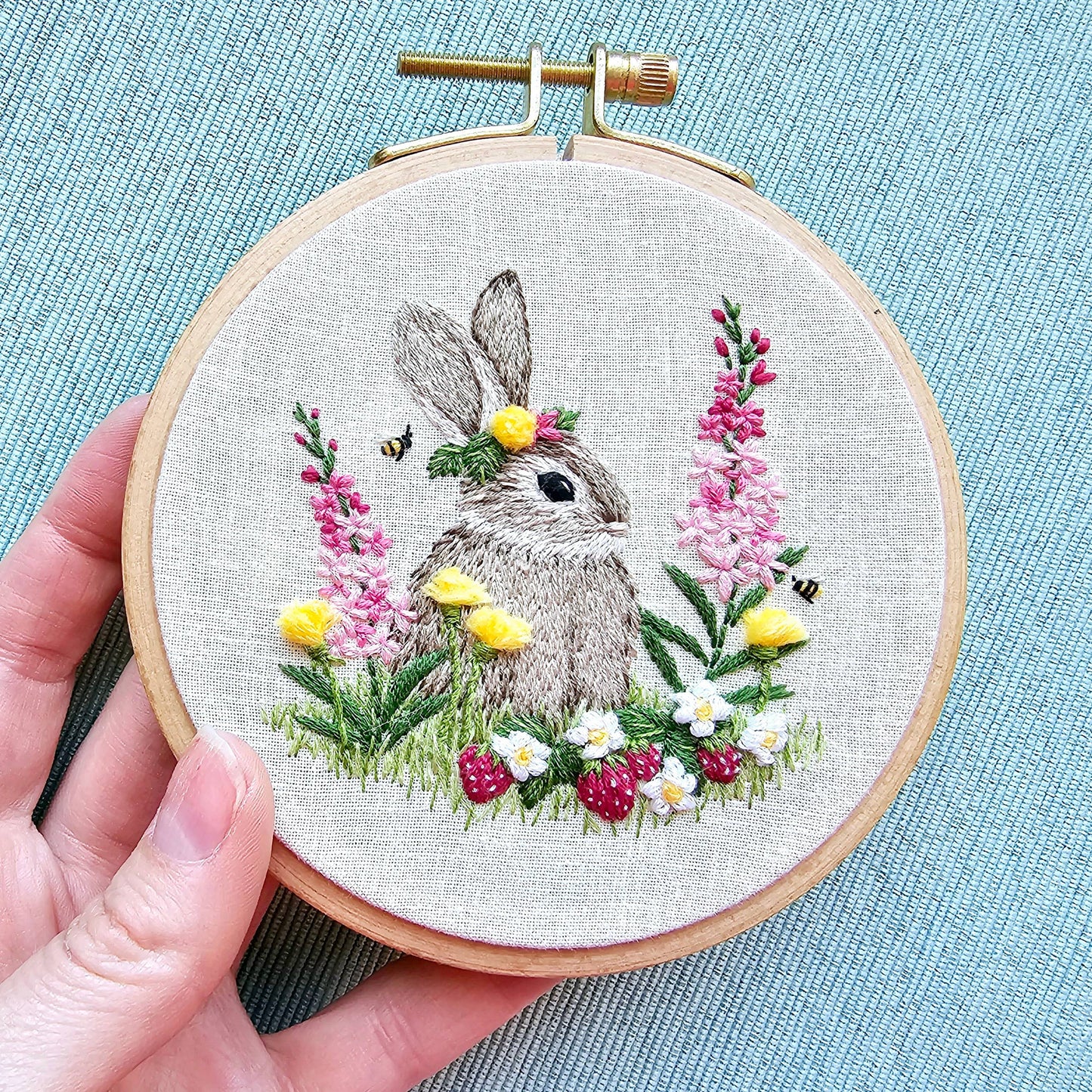 Berry Patch Bunny hand embroidery craft kit