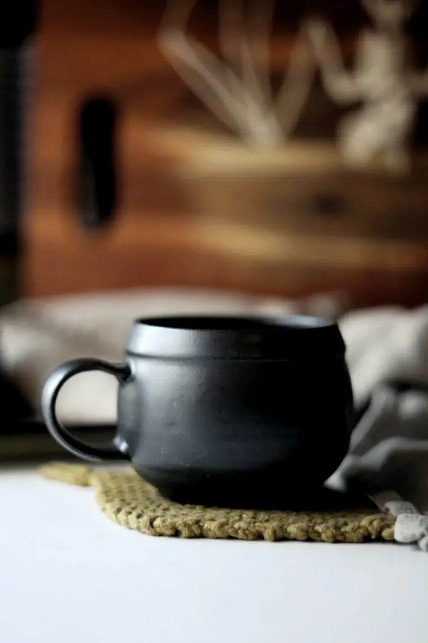 Black Cauldron Mug | Handmade for Halloween
