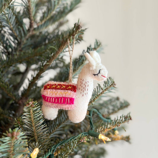 Felt Llama Ornament: Pink / Ornament
