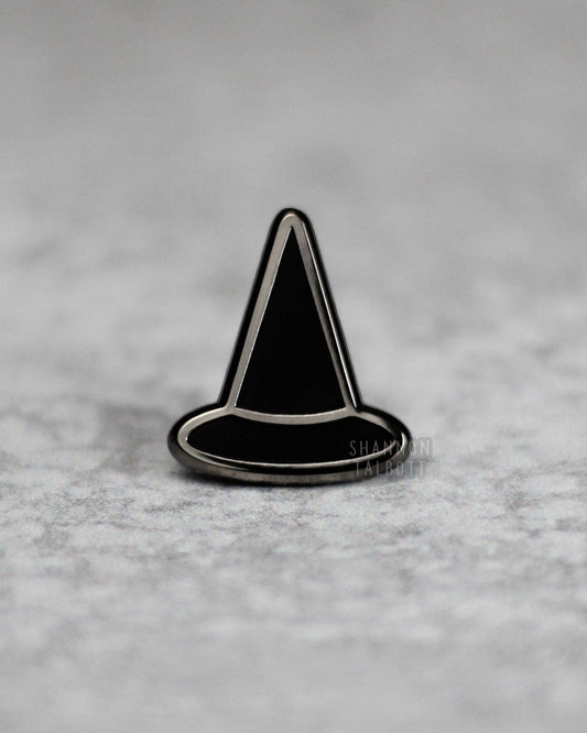 Little Witch Hat Spooky Halloween Enamel Pin - Black Nickel