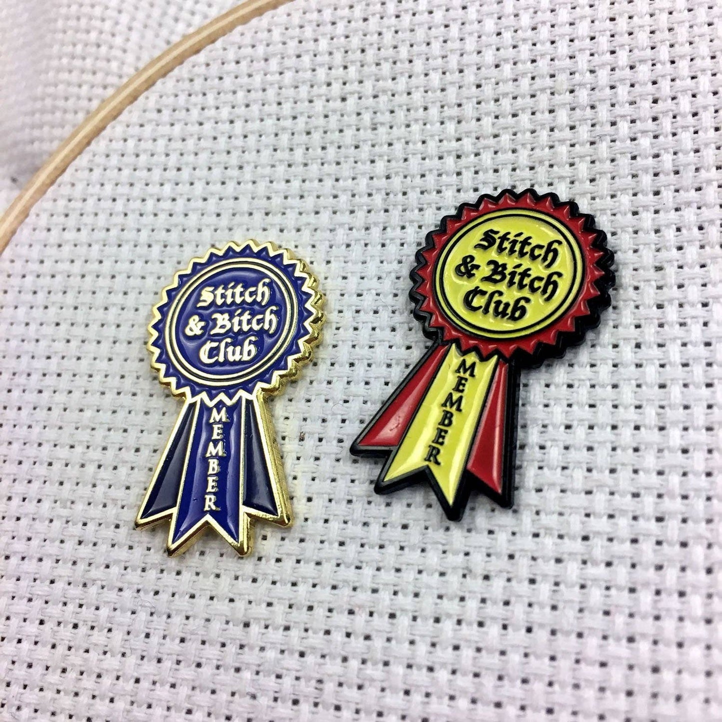 Stitch and Bitch Club Member Enamel Pin or Needle Minder