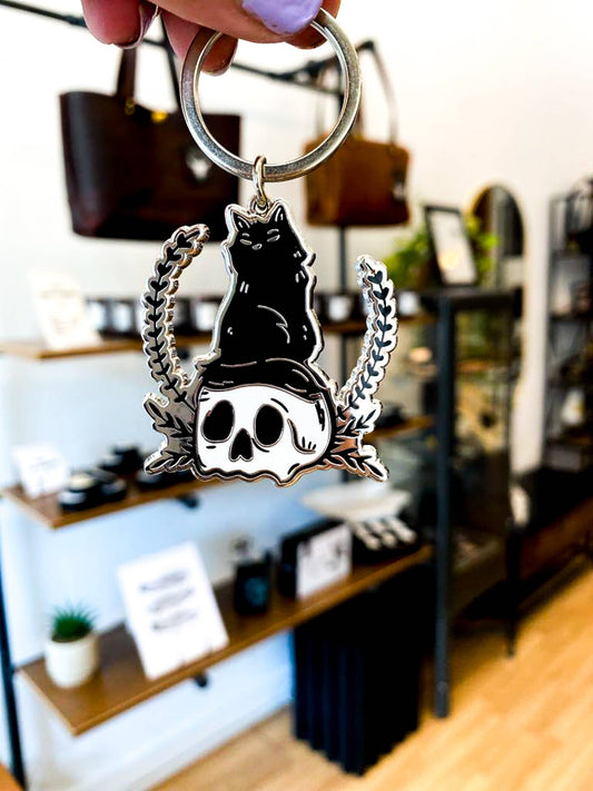 Superstitious (Black Cat) Hard Enamel Keychain