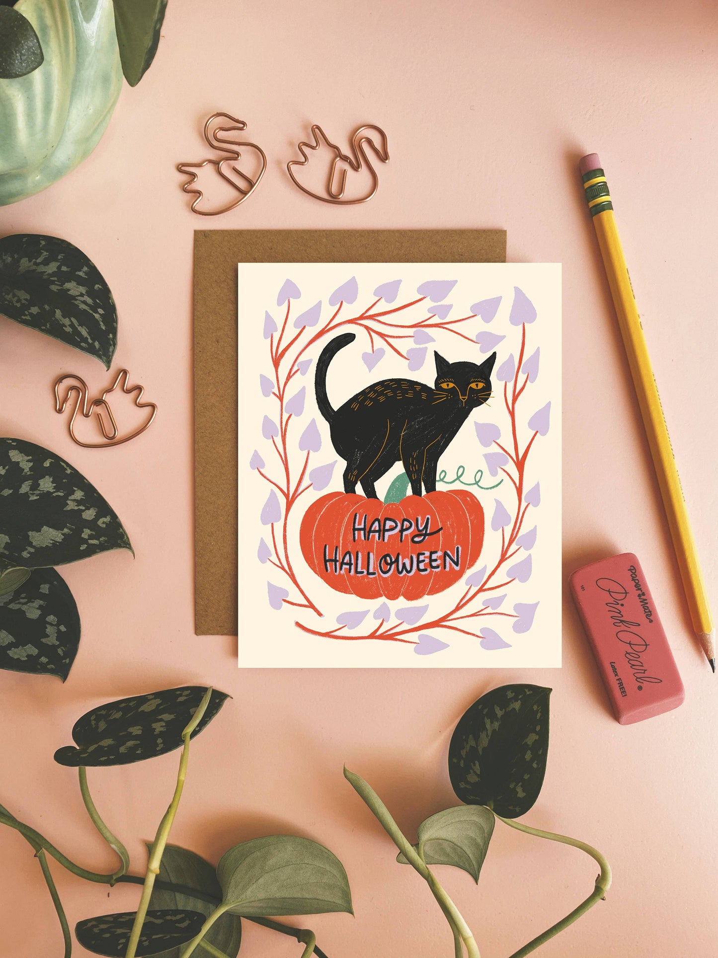 Happy Halloween Card - Black Cat Notecard