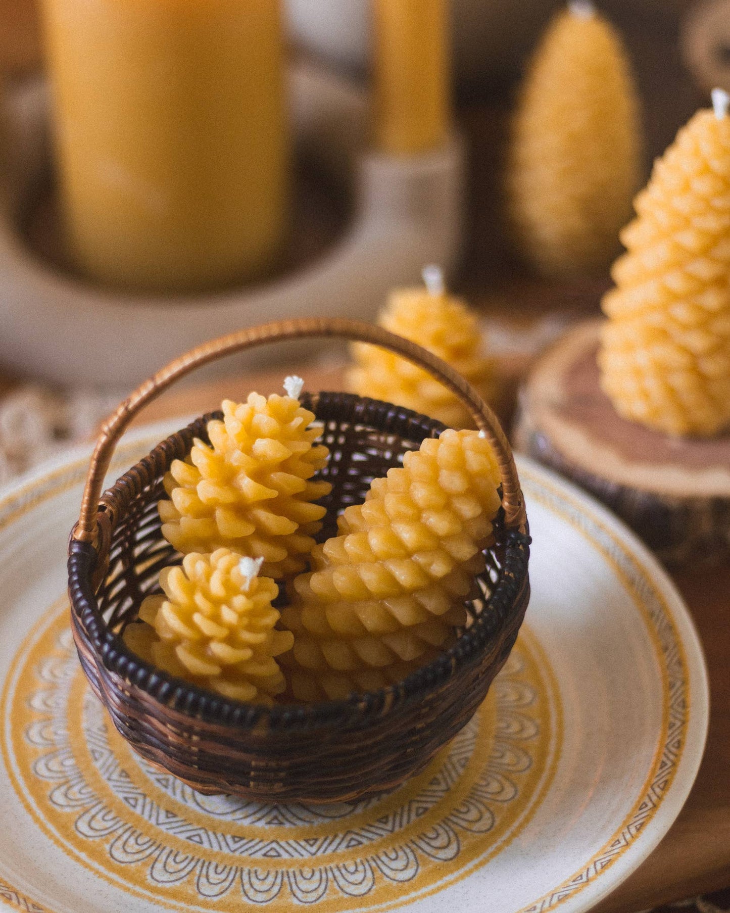 Medium Pinecone Shaped Beeswax Candle