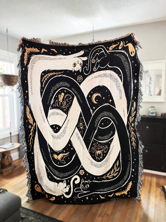 OuroPURRos Woven Throw Blanket | witchy | cats | occult: 60"x80"