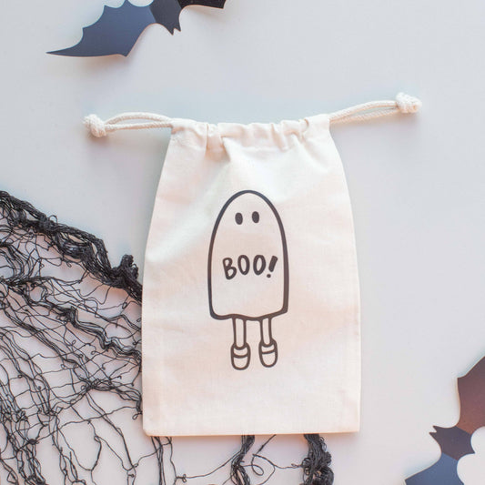 Halloween Boo Drawstring Canvas Pouch