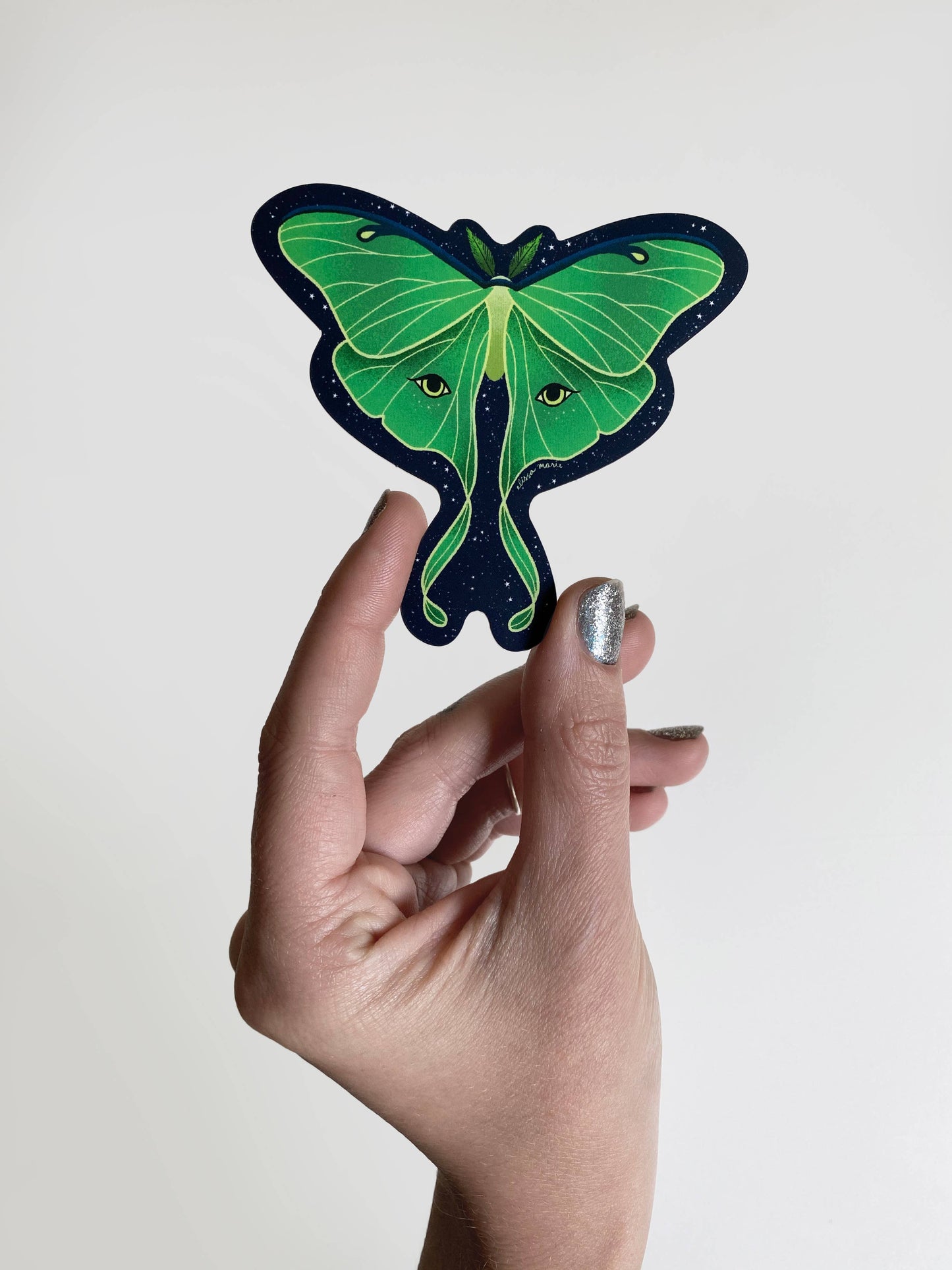 Luna Moth Matte Sticker | witchy | moon | botanical