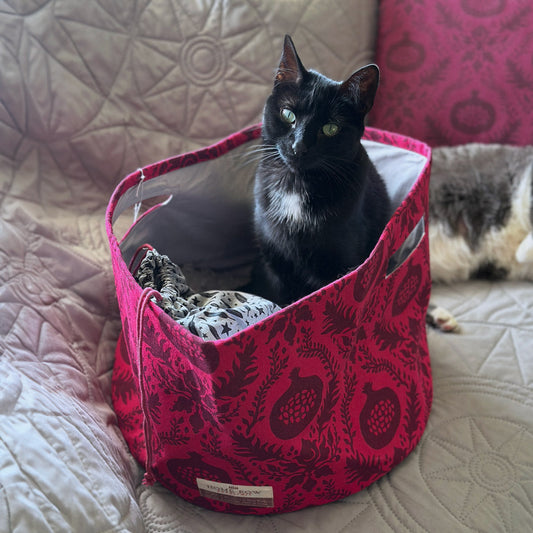 Hearth Basket - Persephone Pomegranate Damask