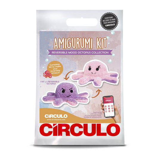 Reversible Mood Octopus Amigurumi Kit - Pink/Purple