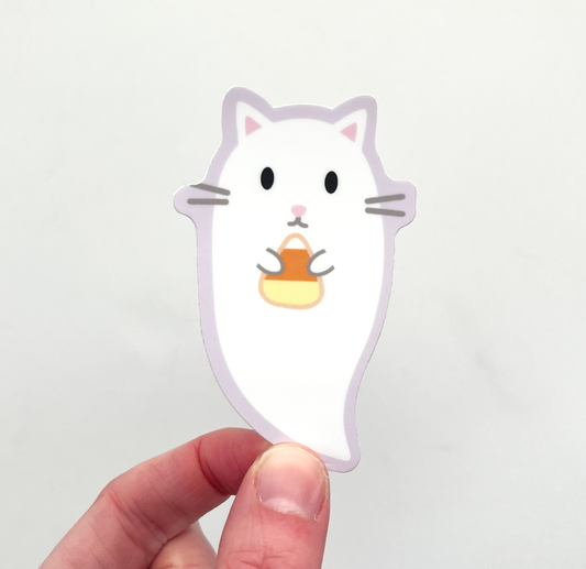 Candy Corn Cat Ghost Sticker