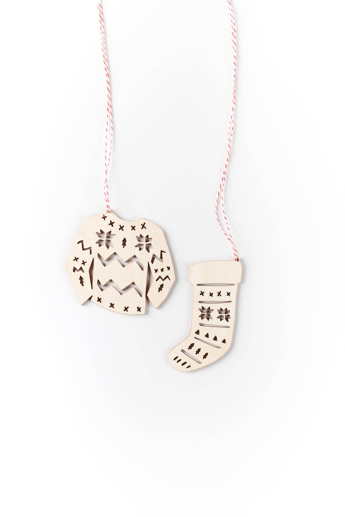 Sweater and Stocking Wooden Ornaments