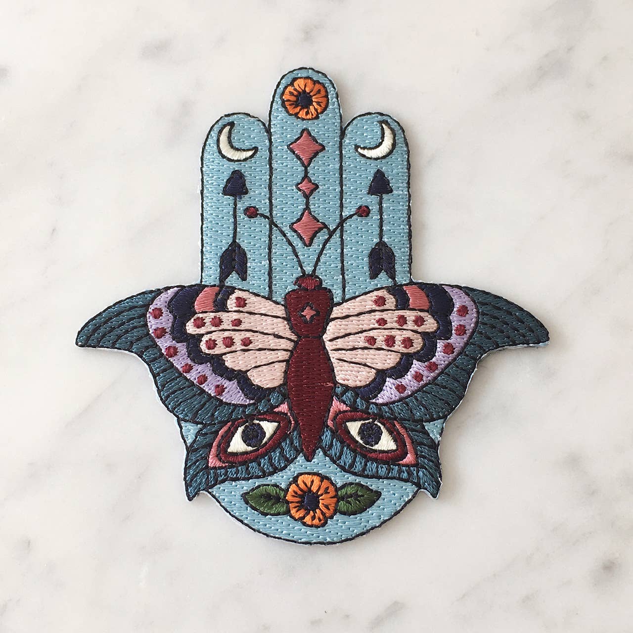 Mystical Hamsa - Butterfly Iron-On Patch